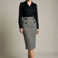 Solara Dogtooth Stretch Pencil Skirt