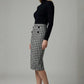 Solara Dogtooth Stretch Pencil Skirt