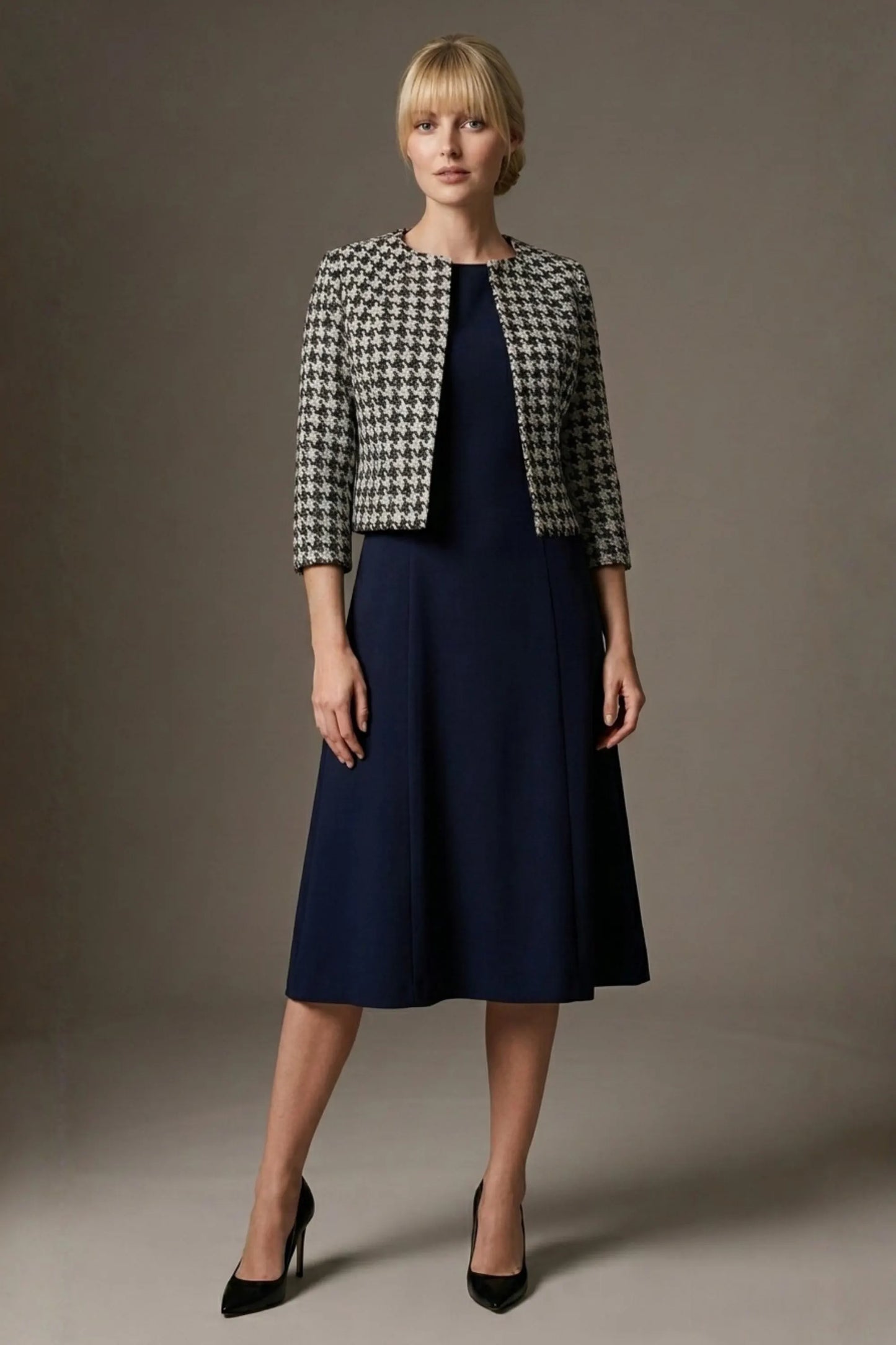 Kaira Cropped Dogtooth Stretch Jacket