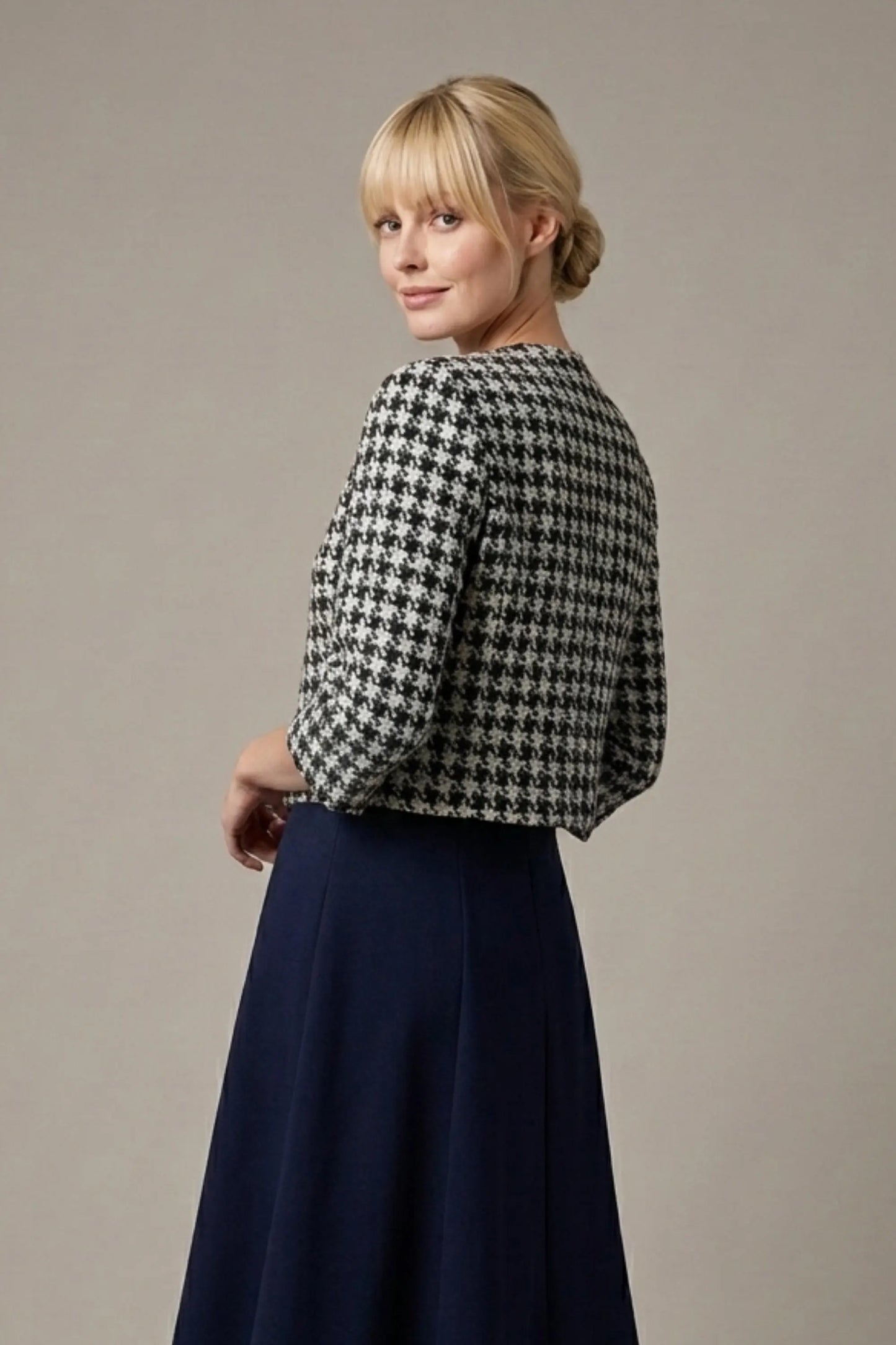 Kaira Cropped Dogtooth Stretch Jacket