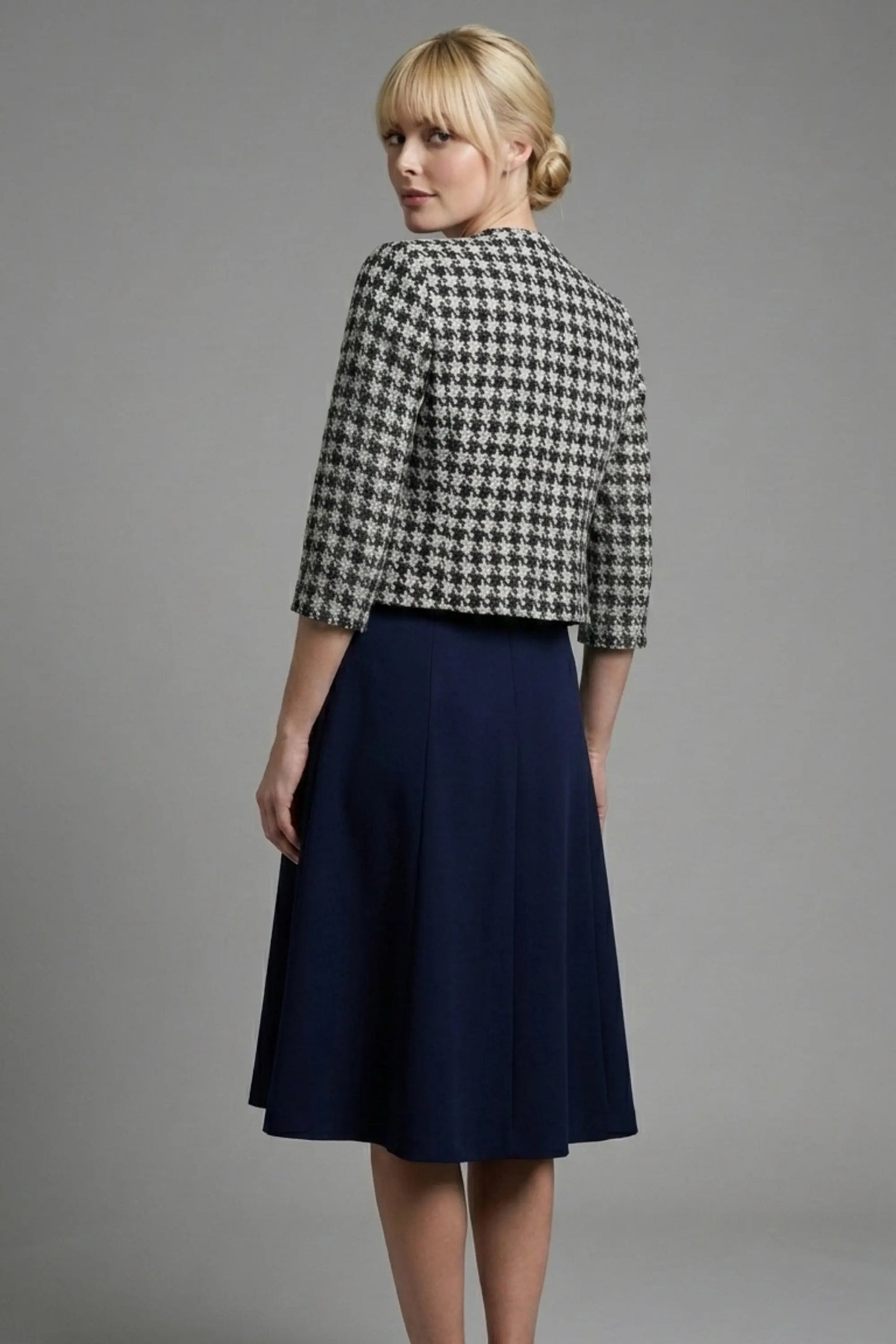 Kaira Cropped Dogtooth Stretch Jacket