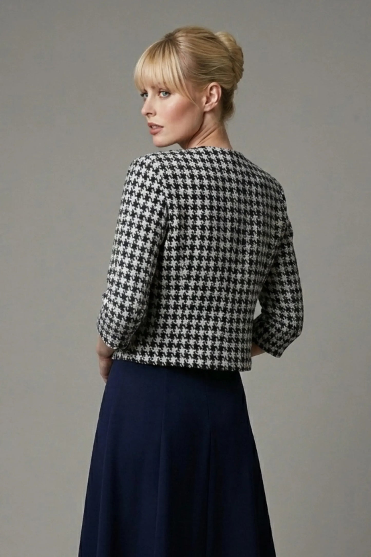 Kaira Cropped Dogtooth Stretch Jacket
