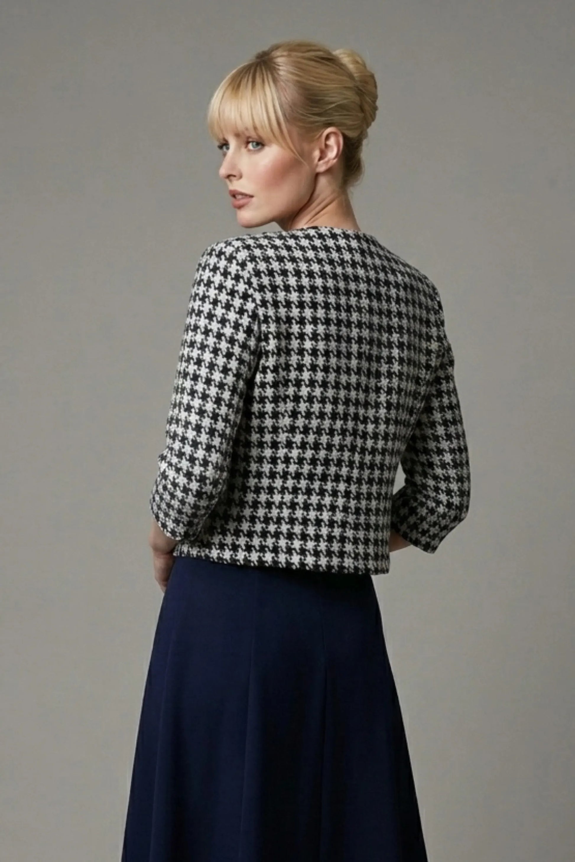 Kaira Cropped Dogtooth Stretch Jacket