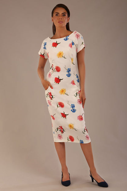 (PRE-ORDER) Carlisle Boat Neck Short Sleeve Midi Pencil Dress