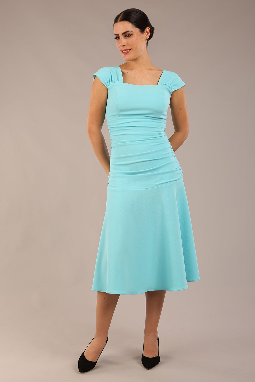 (PRE-ORDER) Sonning Cap Sleeve Square Neckline A-Line Dress