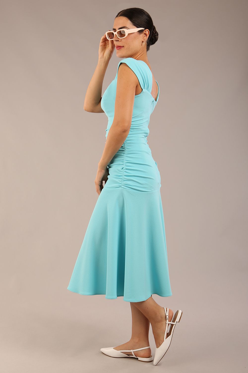 (PRE-ORDER) Sonning Cap Sleeve Square Neckline A-Line Dress