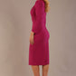 Back view of the Remy pencil dress, highlighting the tailored fit and vent detail.