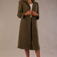 Side view of the Ambrose coat with the elegant collar turned up for extra warmth and style.