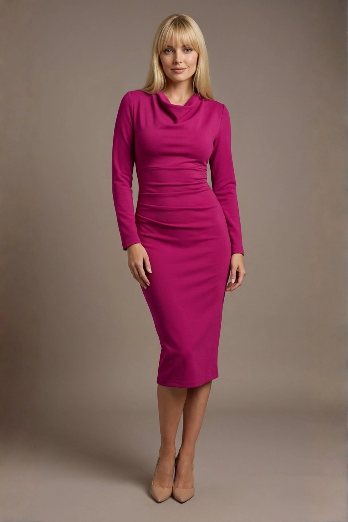 Cassidy Cowl Neck Pencil Dress 