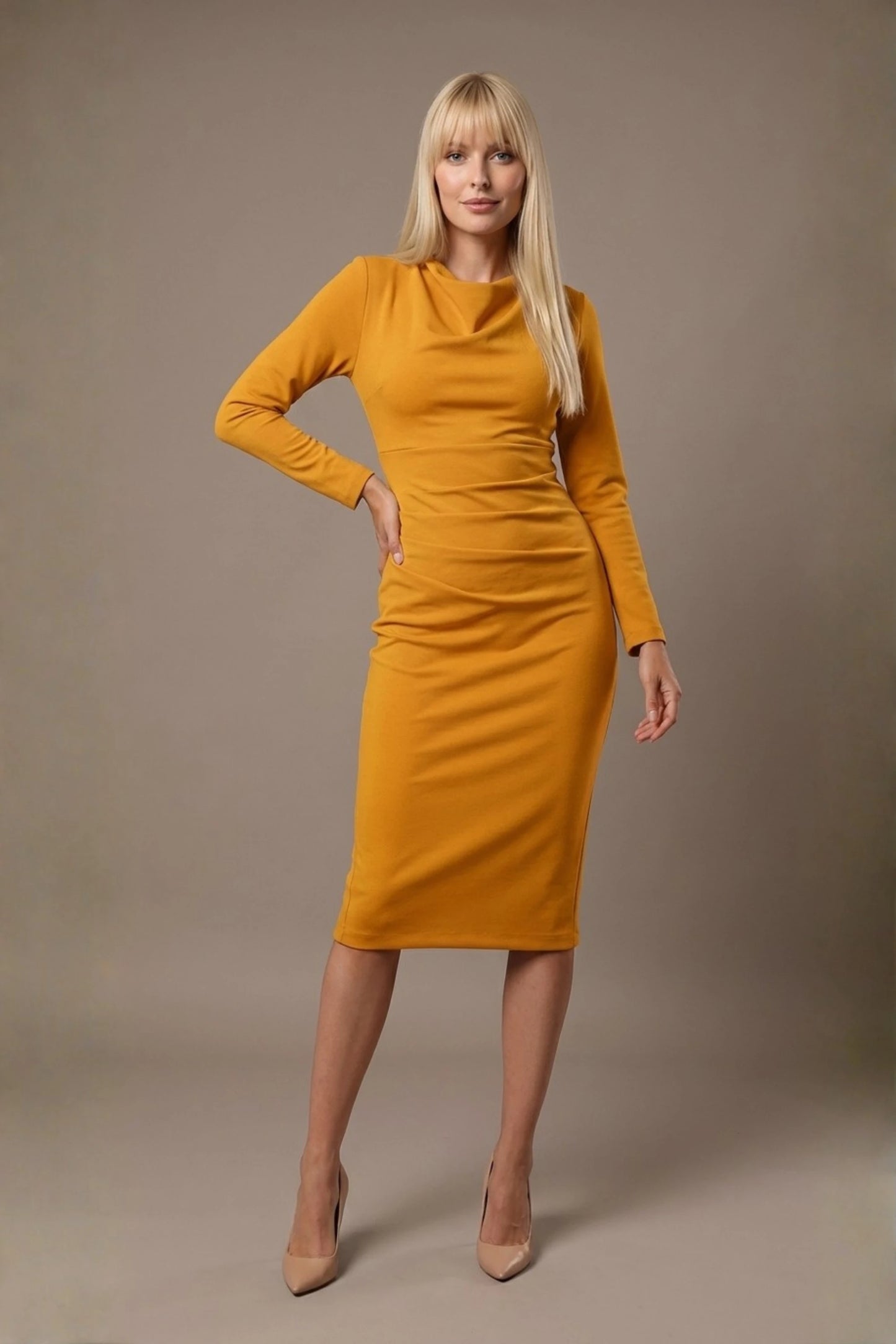 Cassidy Cowl Neck Pencil Dress 