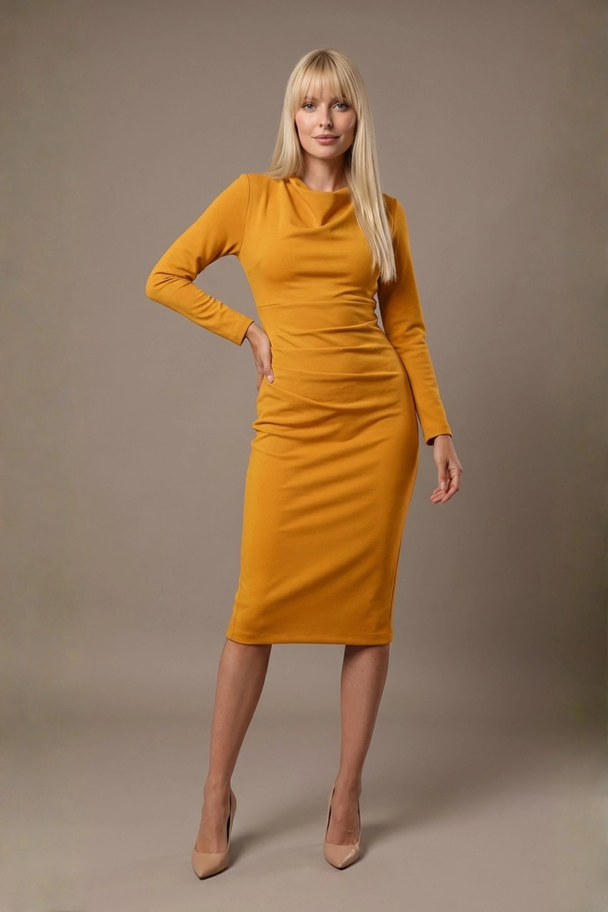 Cassidy Cowl Neck Pencil Dress 