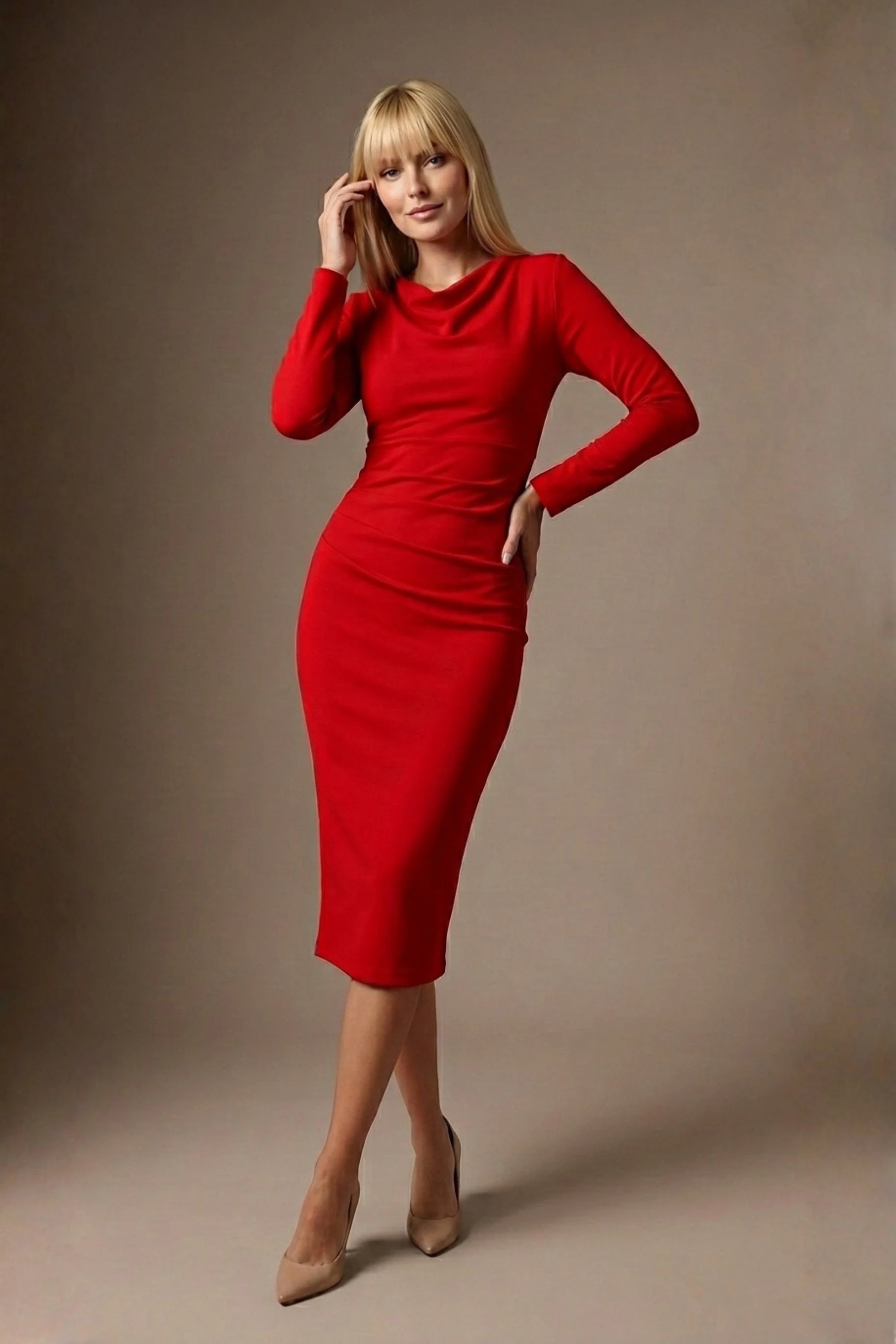Cassidy Cowl Neck Pencil Dress 