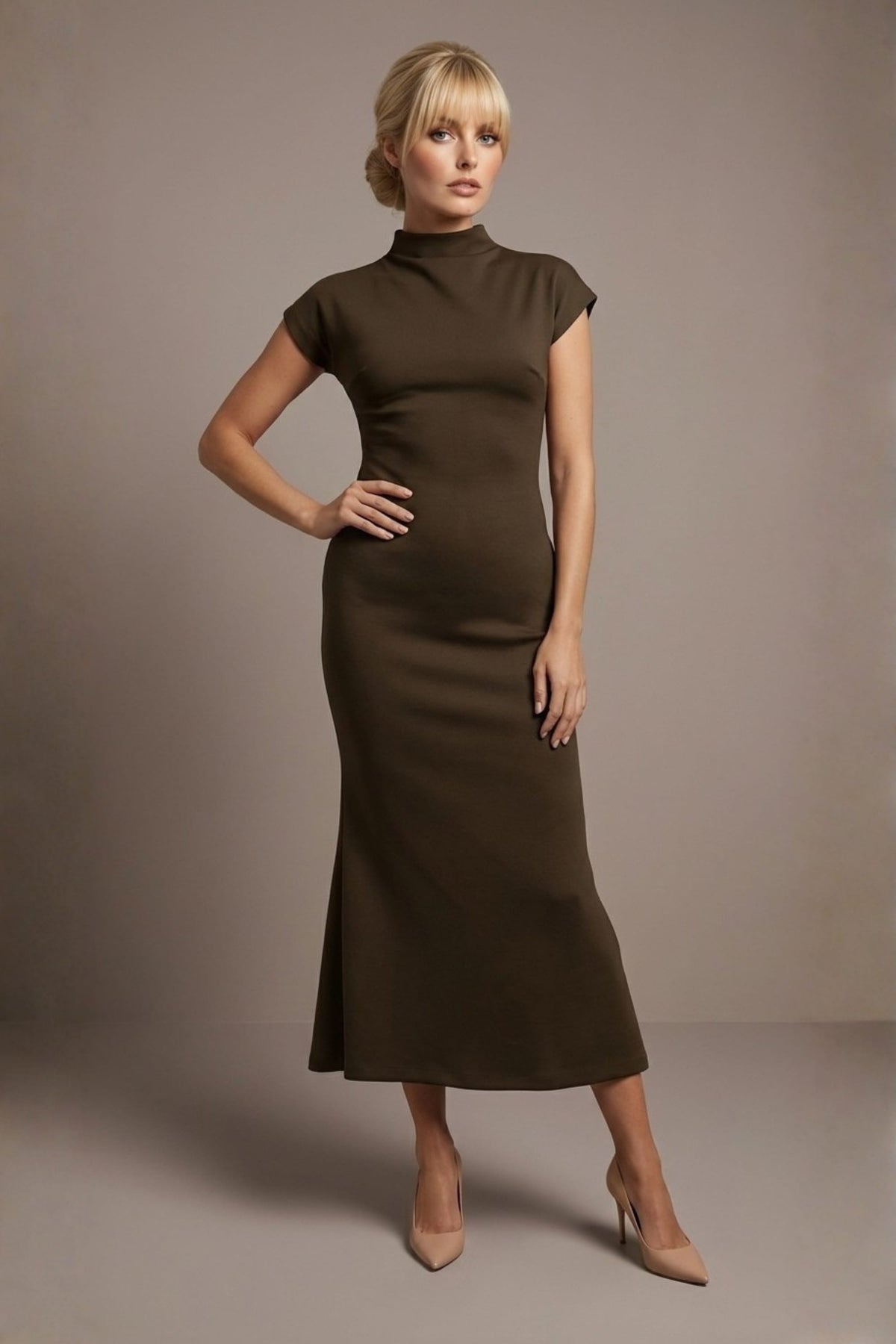 Kaden High Neck Midaxi Dress 