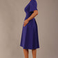 Model wearing the Dale pleated A-line dress against a plain background (Spectrum Indigo)