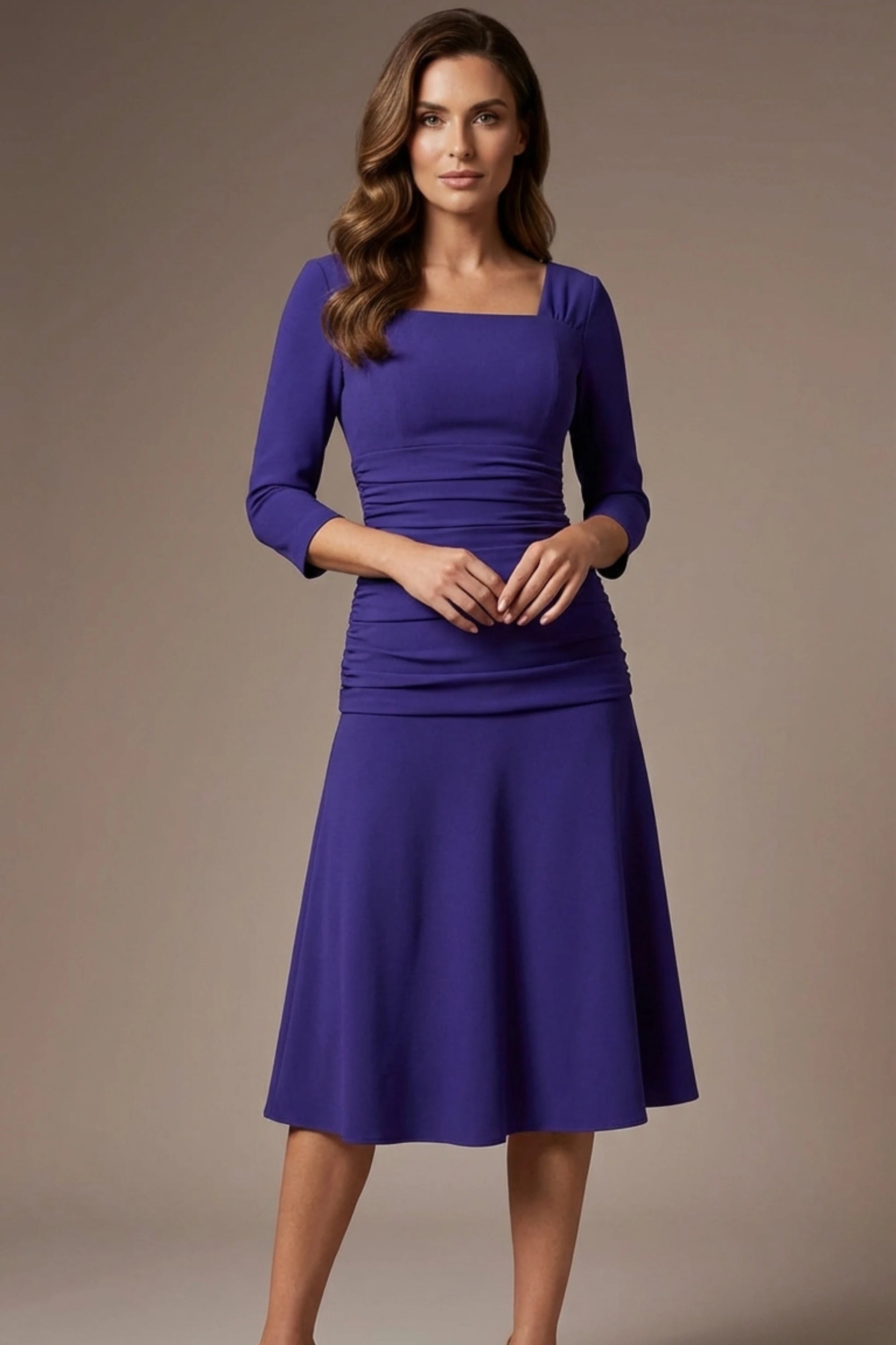 Rowan Ruched Square Neck Dress 