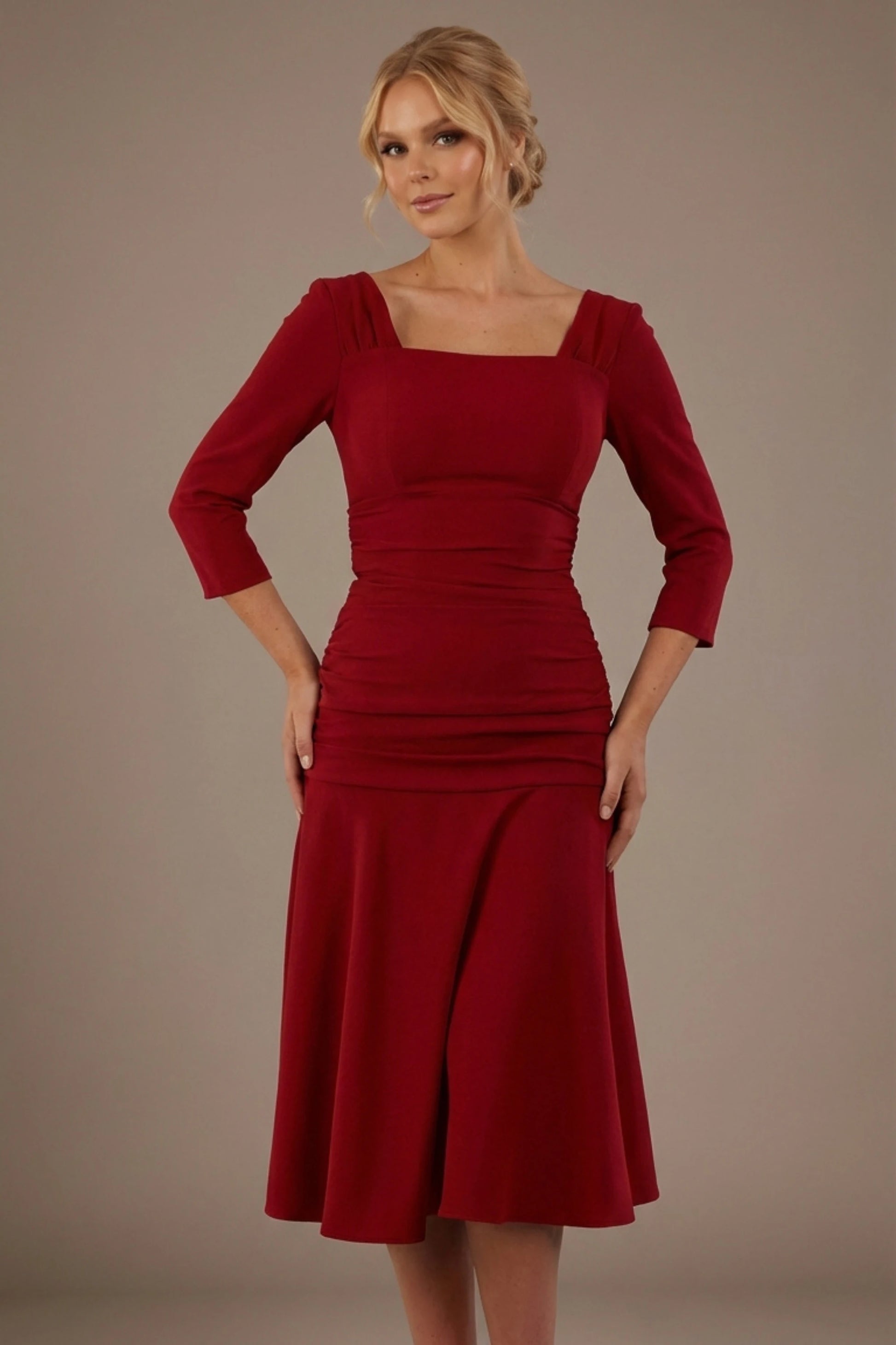 Rowan Ruched Square Neck Dress 