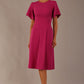 Model wearing a diva catwalk Anders petal sleeve A-line dress against a plain background (Magenta)