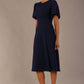 Model wearing a diva catwalk Anders petal sleeve A-line dress against a plain background (Navy Blue)