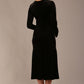 Back view of the Sophisticat velvet midi dress, showing the tailored fit and fluted hem.