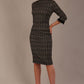 Model wearing the Sterling Cooper lace cuff tweed pencil dress