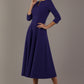 The Perpetua V-slit A-line pocket dress in indigo blue (Indigo Blue)