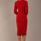Back view of the Corniche pencil dress in dark red, showing the tailored fit and back vent (Dark Red)