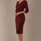 The Corniche double bow pencil dress in rich wine (Wine)
