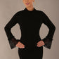 Model wearing the Holby fluted lace cuff pencil dress in black (Black)