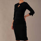 Model wearing the diva catwalk Yasmeen pencil dress in black, featuring a teardrop keyhole neckline (Black)
