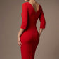 Lorelai Pleated 3/4 Sleeve Pencil Dress