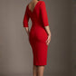 Lorelai Pleated 3/4 Sleeve Pencil Dress