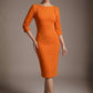 Lorelai Pleated 3/4 Sleeve Pencil Dress