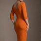 Lorelai Pleated 3/4 Sleeve Pencil Dress