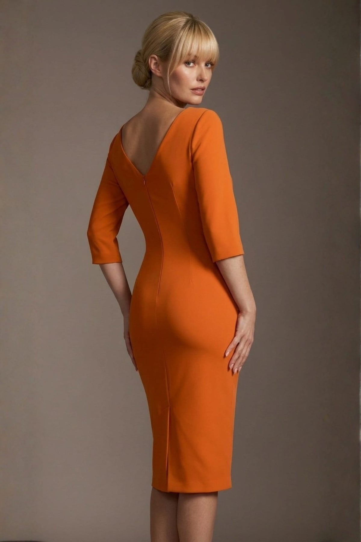Lorelai Pleated 3/4 Sleeve Pencil Dress