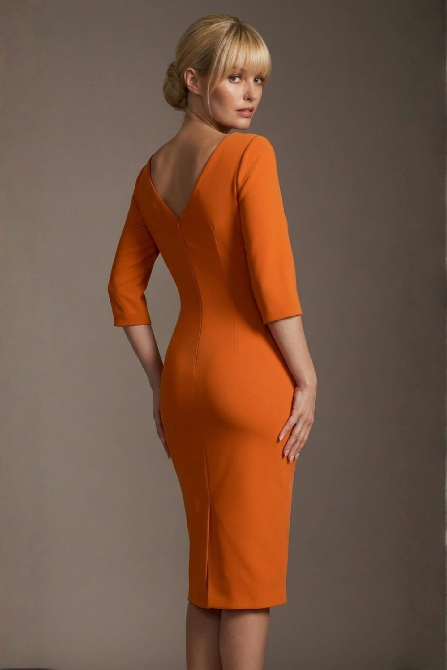 Lorelai Pleated 3/4 Sleeve Pencil Dress