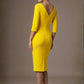 Lorelai Pleated 3/4 Sleeve Pencil Dress