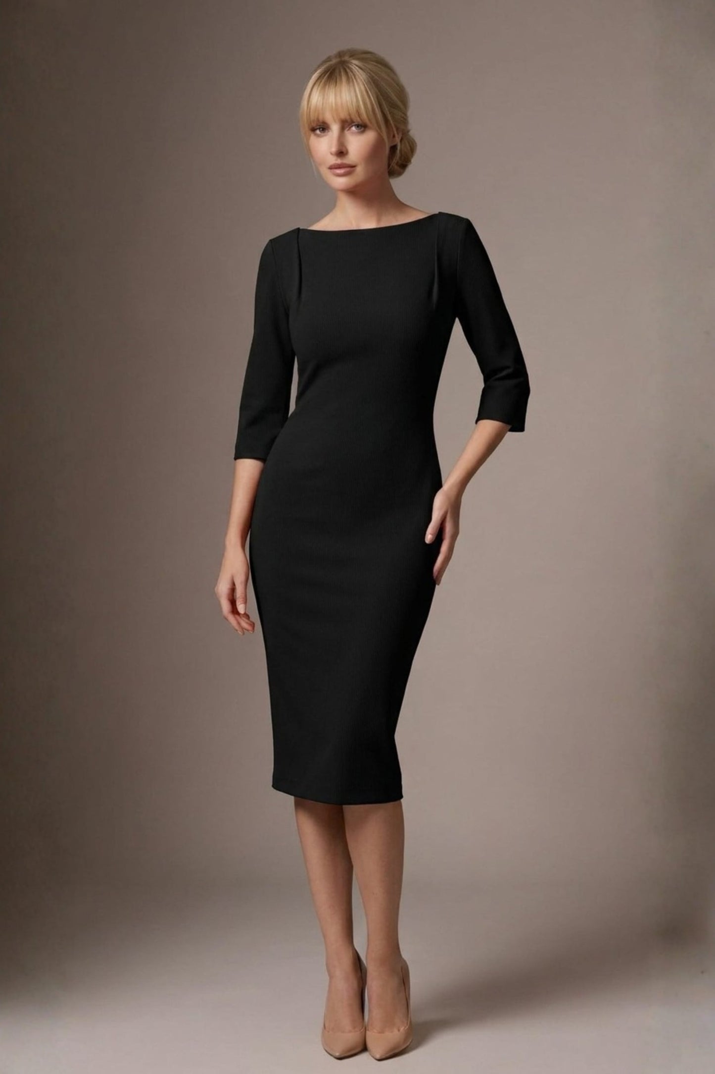 Lorelai Pleated 3/4 Sleeve Pencil Dress