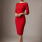 Lorelai Pleated 3/4 Sleeve Pencil Dress
