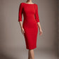 Lorelai Pleated 3/4 Sleeve Pencil Dress