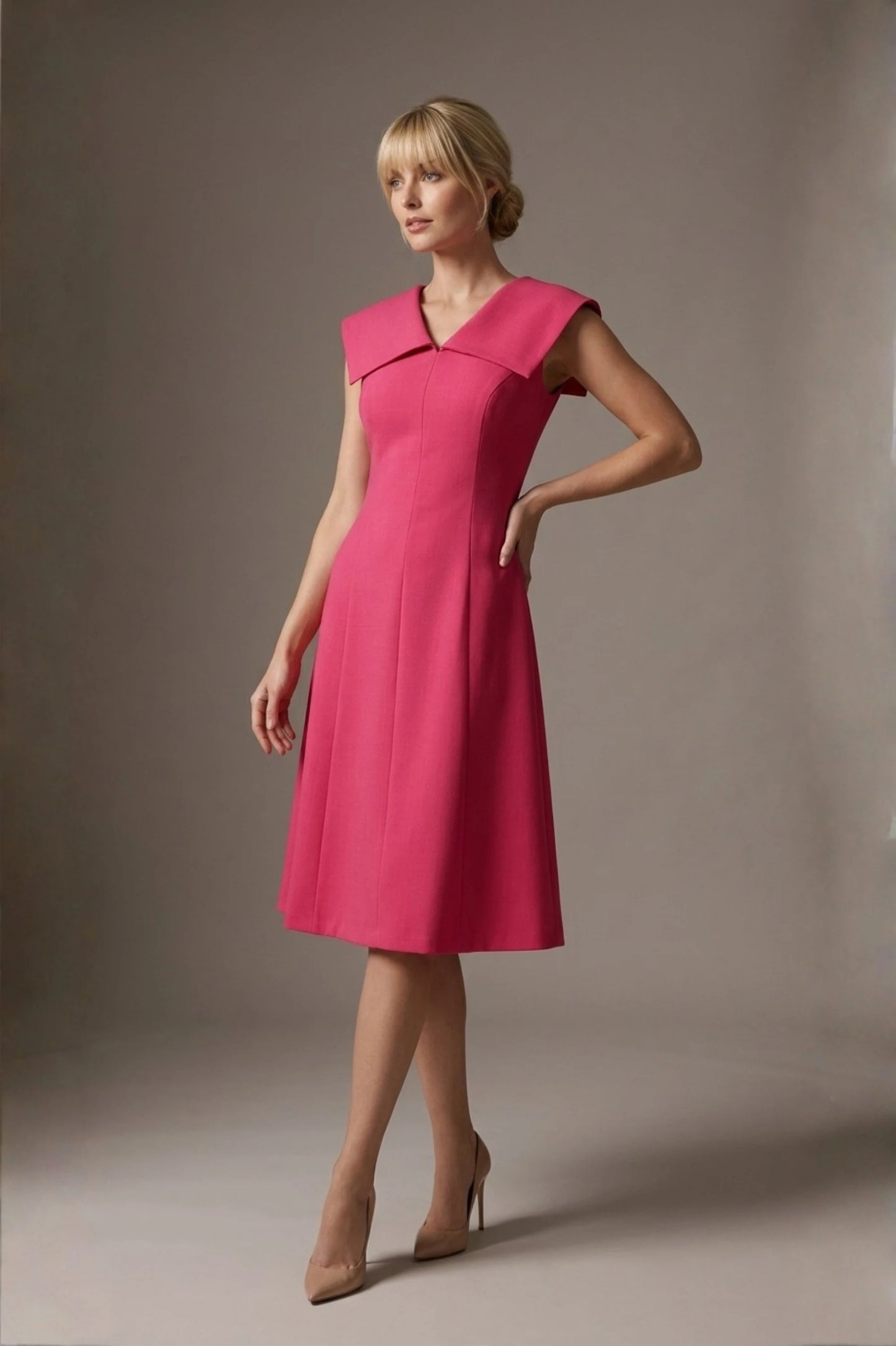 Burghfield Fold-Over Collar A-Line Dress