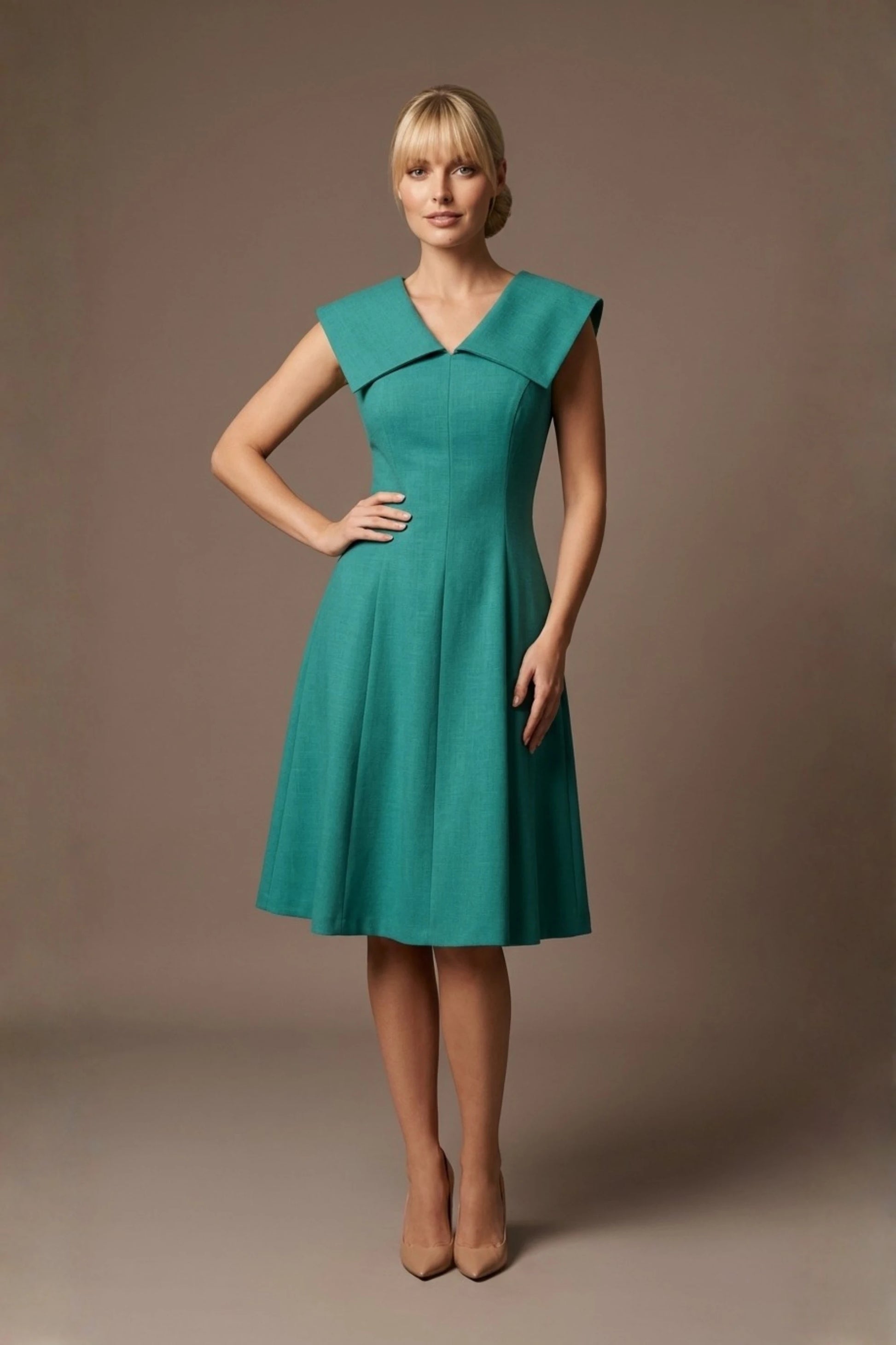 Burghfield Fold-Over Collar A-Line Dress