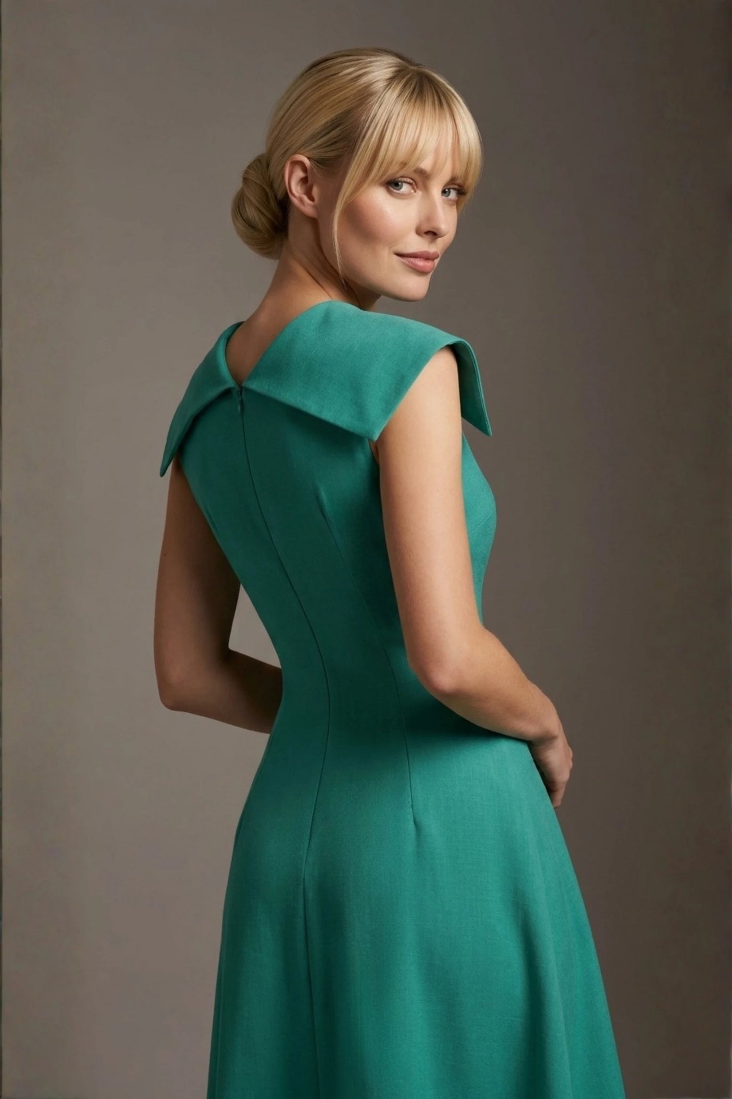 Burghfield Fold-Over Collar A-Line Dress