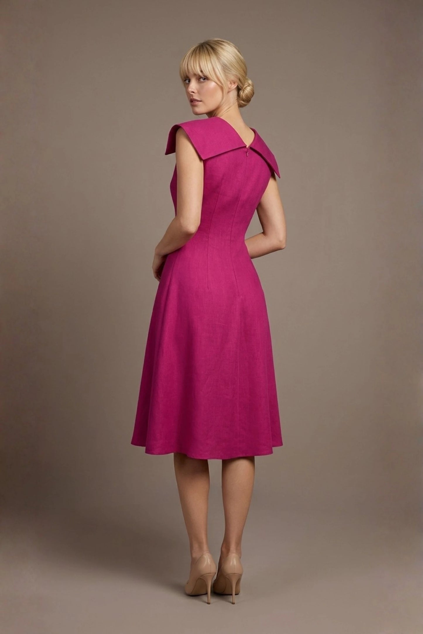 Burghfield Fold-Over Collar A-Line Dress