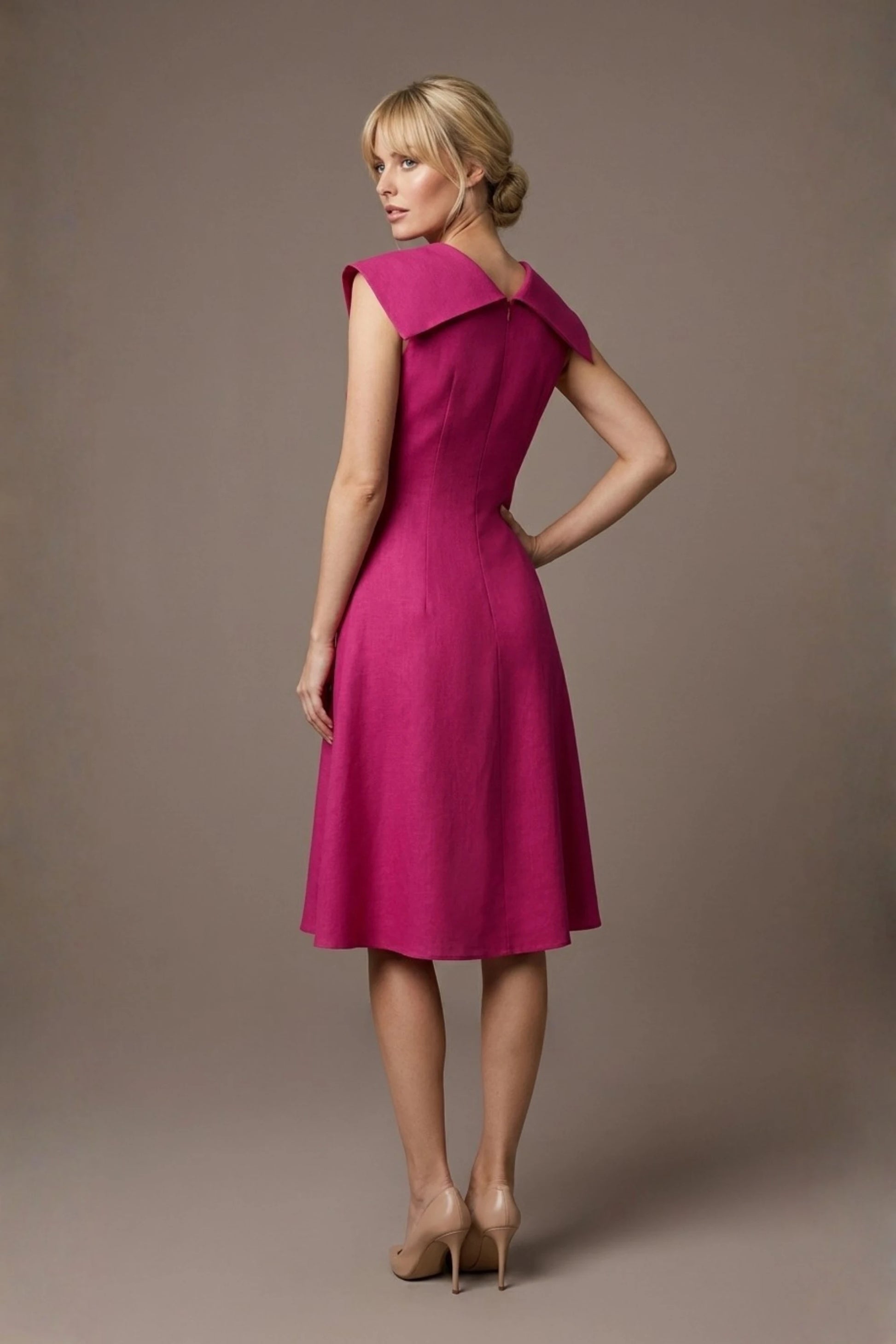 Burghfield Fold-Over Collar A-Line Dress
