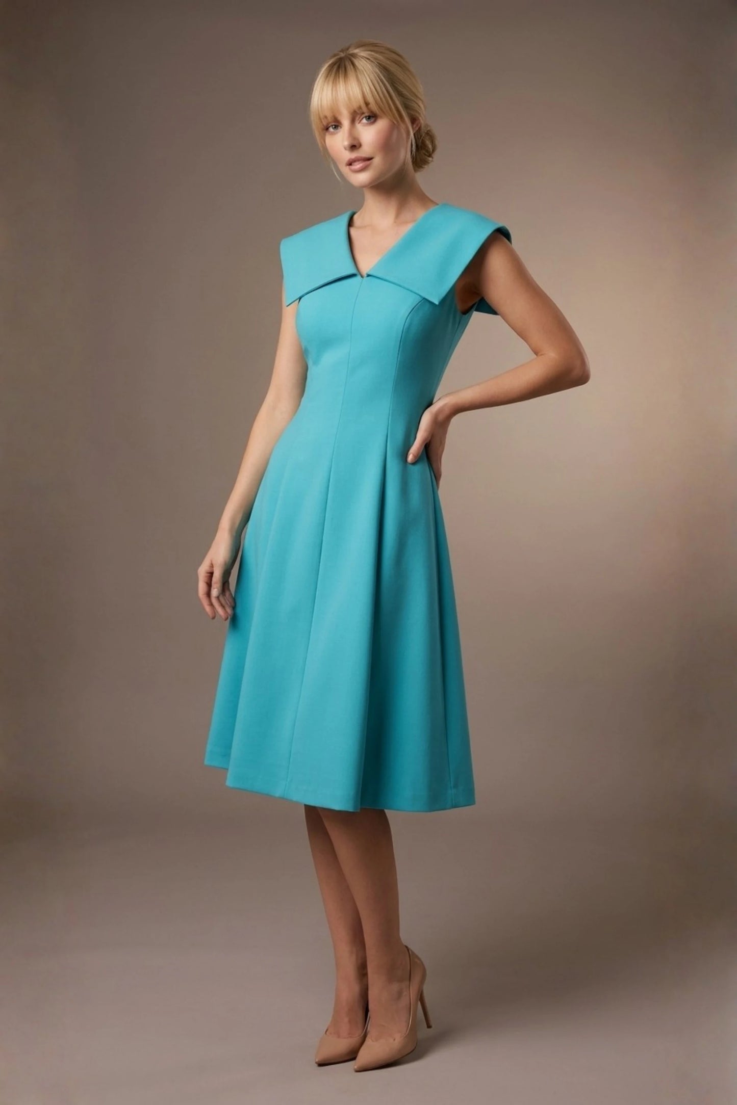 Burghfield Fold-Over Collar A-Line Dress