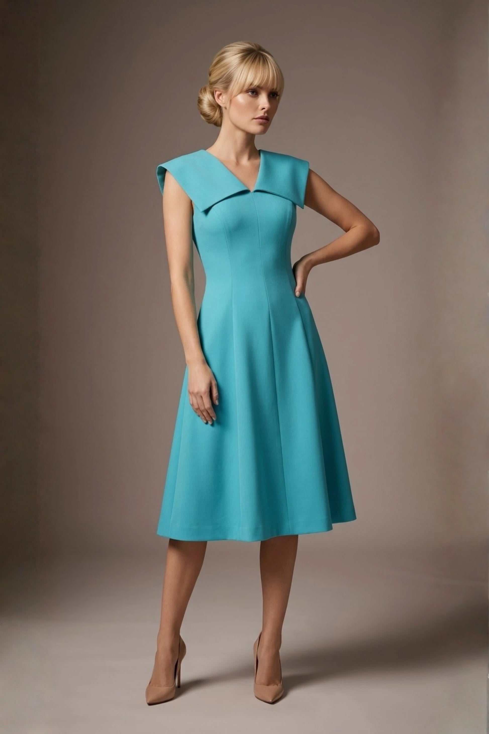 Burghfield Fold-Over Collar A-Line Dress