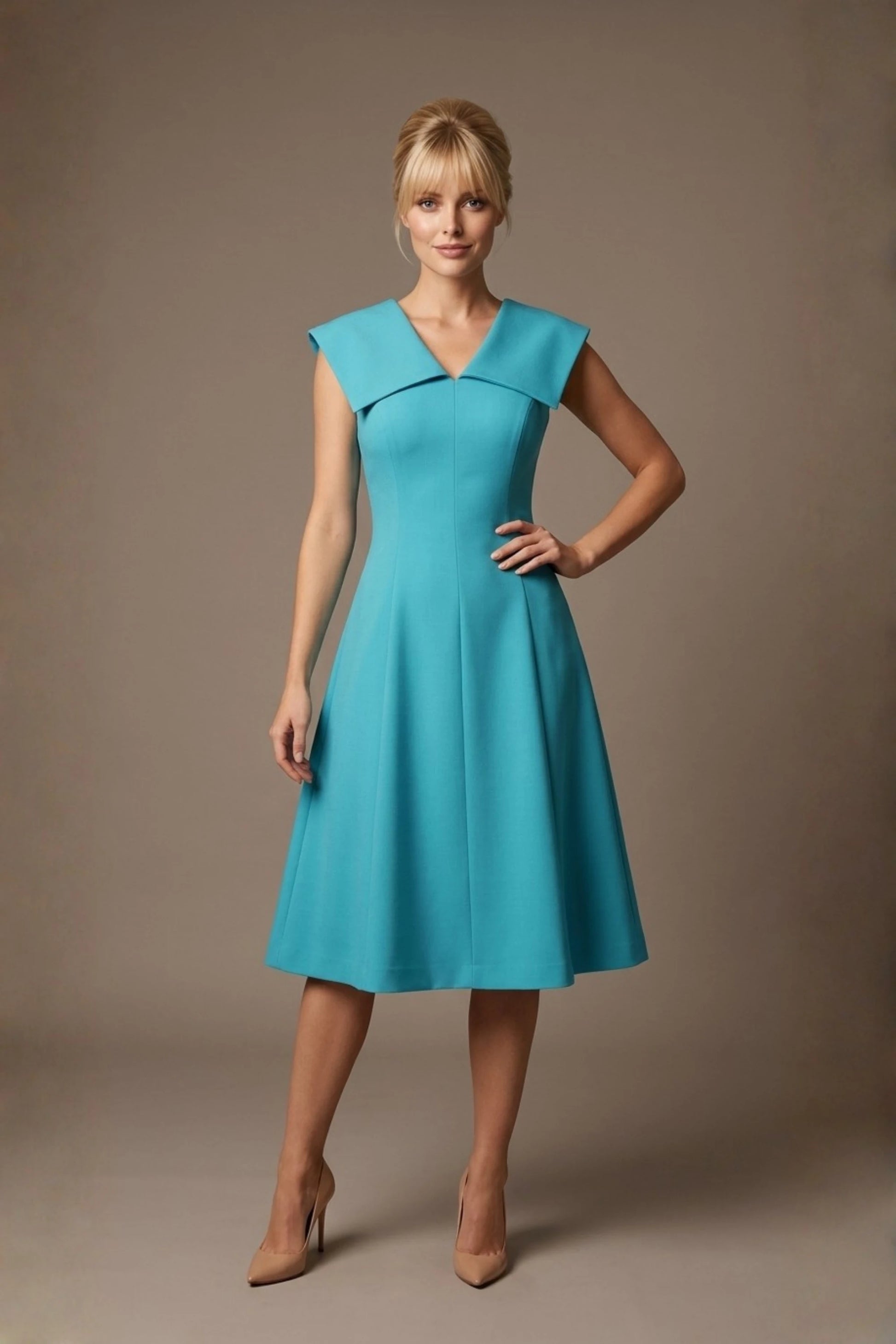 Burghfield Fold-Over Collar A-Line Dress