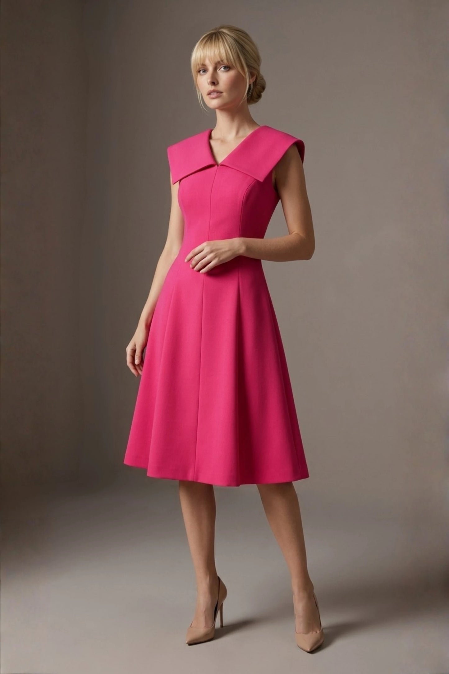 Burghfield Fold-Over Collar A-Line Dress
