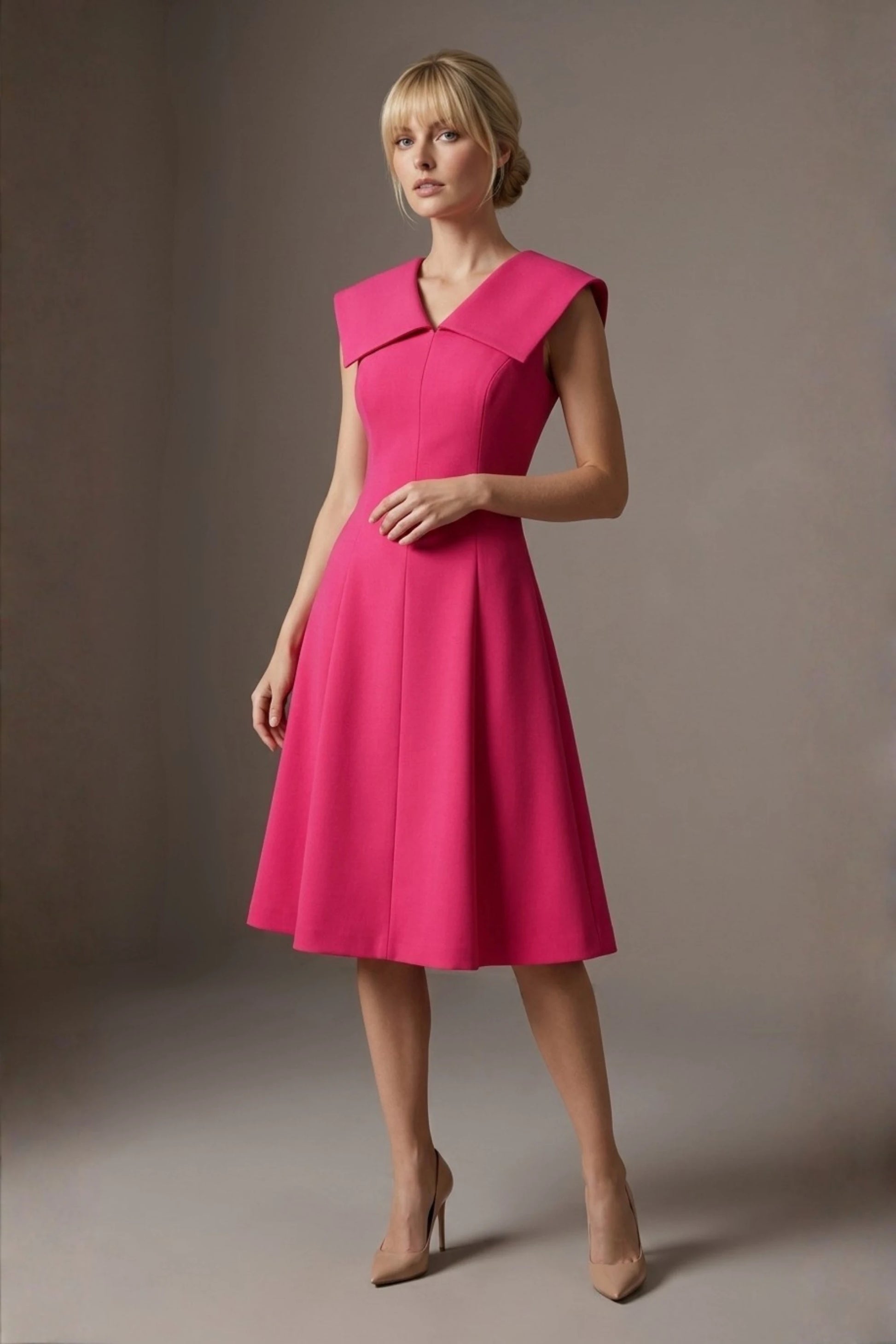 Burghfield Fold-Over Collar A-Line Dress
