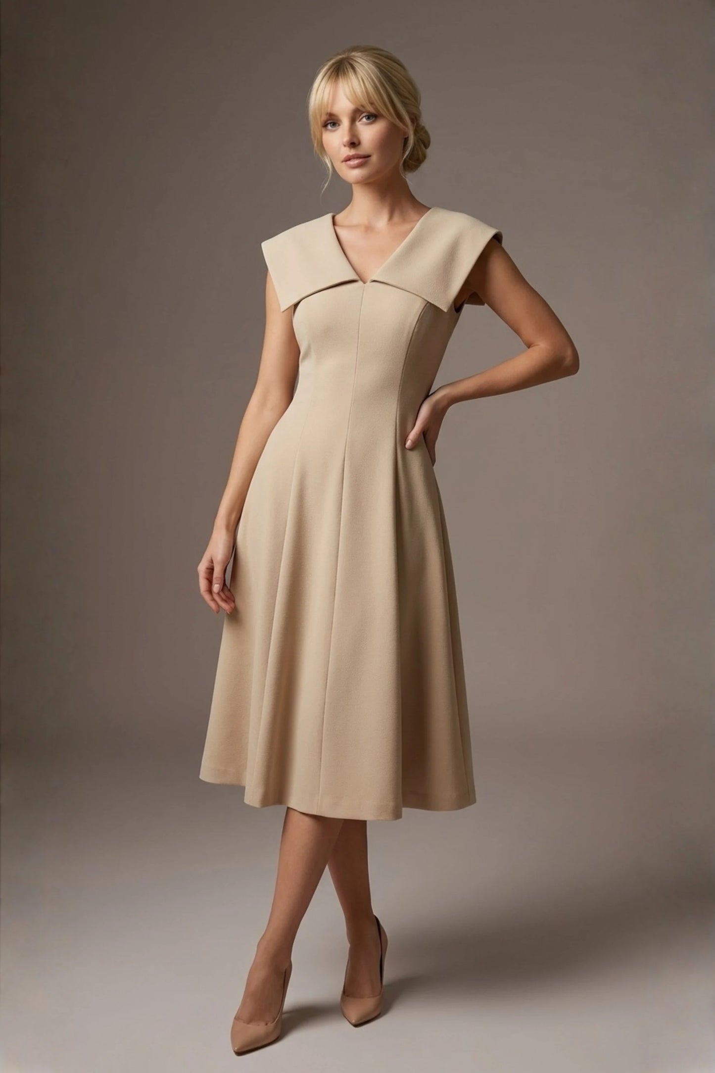 Burghfield Fold-Over Collar A-Line Dress